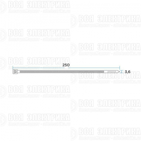 Хомут кабельный 3.6х250 нейл. бел. (уп.100шт) PROCONNECT 57-0250