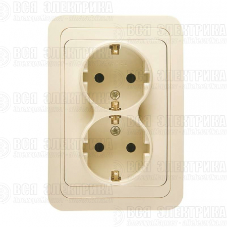 Розетка 2-м СП Mimoza 16А IP20 с заземл. крем./крем. Makel 25082