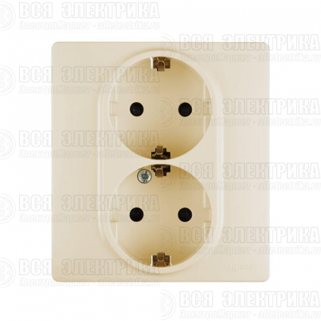Розетка 2-м СП Etika 16А IP31 250В 2х2P+E с заземл. защ. шторки немецк. стандарт безвинт. клеммы сл. кость Leg 672333