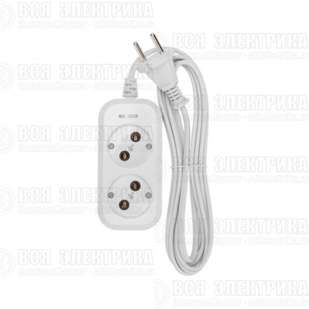 Удлинитель 2 гнезда 3м 2х0.75кв.мм б/з бел. PROCONNECT 13-4201