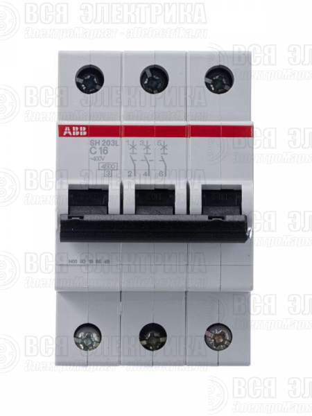 Выключатель автоматический модульный 3п C 16А 4.5кА SH203L C16 ABB 2CDS243001R0164