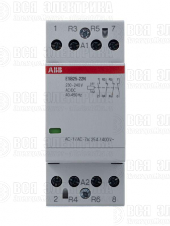 Контактор ESB25-22N-06 модульный (25А АС-1 2НО+2НЗ) катушка 230В AC/DC ABB 1SAE231111R0622