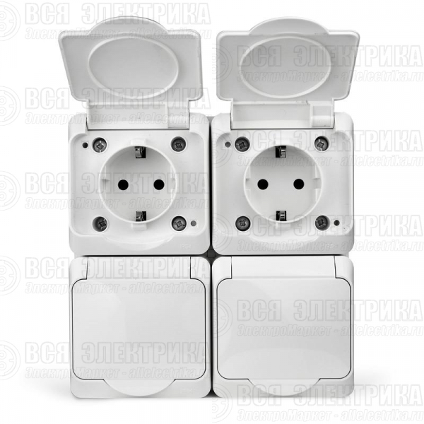 Розетка 4-м ОП Nix 16А IP54 250В с заземл. с крышкой бел. TOKOV ELECTRIC TKE-NX-R4Z-C01-IP54