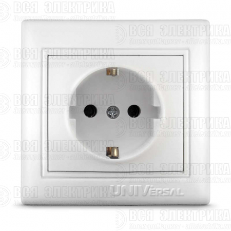 Розетка 1-м СП Севиль 16А IP20 с заземл. бел. UNIVersal С0028