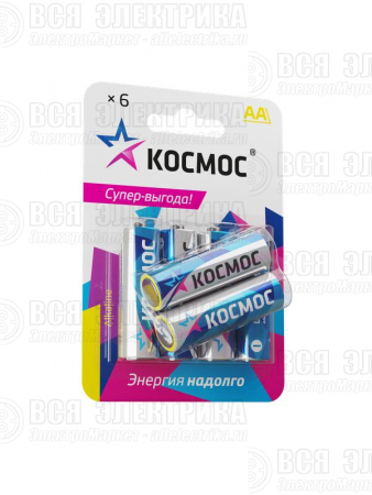 Элемент питания алкалиновый AA/LR6 BP-6 (блист.6шт) КОСМОС KOCLR6BL6