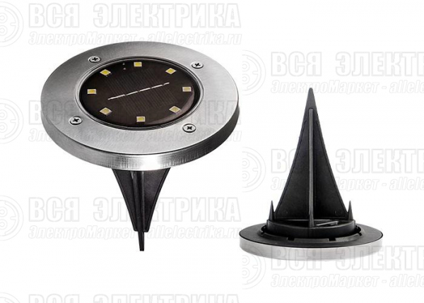 Светильник светодиодный SLR-S14 8SMD грунтовый IP44 корпус нерж. сталь солнечная батарея (уп.4шт) ФАZА 5041011
