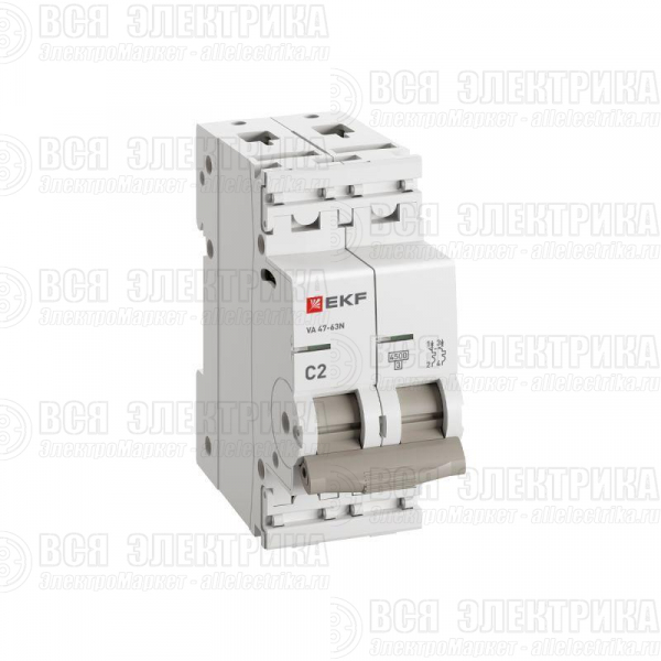 Выключатель автоматический 2п C 2А 4.5кА ВА 47-63N PROxima EKF M634202C
