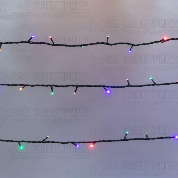 Гирлянда светодиодная управляемая"Нить" 10м 100LED мультиколор 10Вт 220-240В IP65 8 режимов провод ПВХ черн. (нужен контроллер 217-204) Neon-Night 303-139