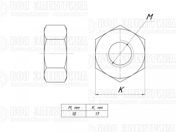 Гайка шестигранная М10 EKF g6grm10