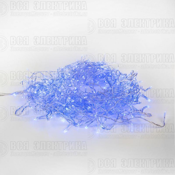 Гирлянда светодиодная "Светодиодный Дождь" 1.5х1м 96LED син. 8Вт 230В IP20 свечение с динамикой с контроллером провод прозр. Neon-Night 235-023