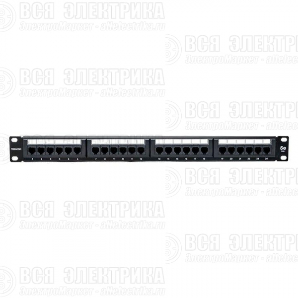 Патч-панель 19дюйм 1U кат.5E UTP неэкранир. 24 порта RJ45 110 IDC с органайзером TERACOM EKF TRC-PPNL-5EUTP-C1U24