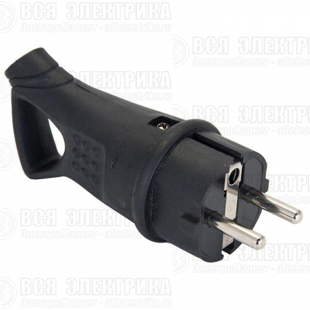Вилка угловая 16А 2P+PE 230В IP44 с кольцом каучук Basic EKF RPS-017-16-230-44
