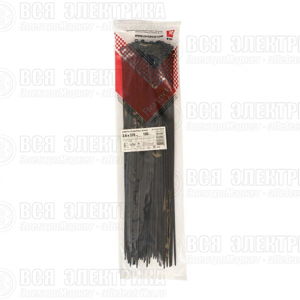 Хомут P6.6 3.6х370 FlexLock стандартный черн. (уп.100шт) PROxima EKF plc-fl-ctsb-3.6x370