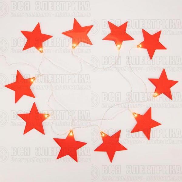 Гирлянда светодиодная "Звездопад" 2.25м 10LED красн. тепл. бел. 0.1Вт IP20 провод ПВХ прозр. элементы питания 2хAA (не в компл.) Neon-Night 304-002