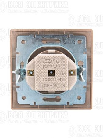 Розетка 1-м СП Mira 16А IP20 с заземл. со вставкой керамика свет. корич. перламутр. LEZARD 701-3131-122