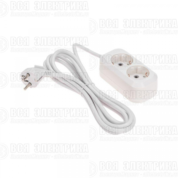 Удлинитель 2 гнезда 3м 3х0.75кв.мм с/з бел. PROCONNECT 13-4203