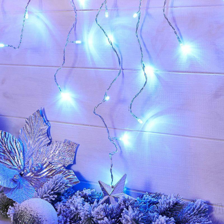 Гирлянда "Айсикл" (бахрома) 1.8х0.5м 48LED син. 3Вт 230В IP20 провод прозр. Neon-Night 255-013