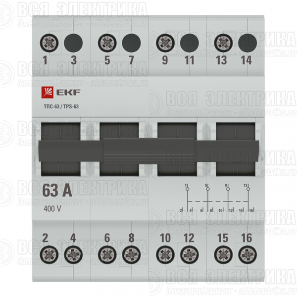 Переключатель трехпозиционный ТПС-63 4P 63А PROxima EKF TPS463