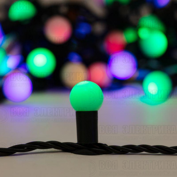Гирлянда светодиодная "Мультишарики" 20м d17.5мм 200LED RGB 16Вт 220-240В IP65 провод ПВХ черн. (нужен шнур питания 303-500) Neon-Night 303-509