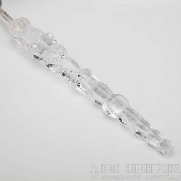 Гирлянда светодиодная "Айсикл" (бахрома) "Сосульки" 1.5х0.25м 10LED тепл. бел. 0.51Вт IP20 провод прозр. Neon-Night 303-067