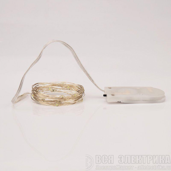 Гирлянда светодиодная "Роса" 2м 20LED мультиколор 0.1Вт IP20 тонкий батарейный блок элементы питания 2хCR2032 (в компл.) Neon-Night 303-009-1