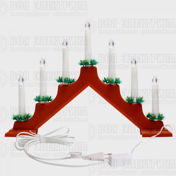 Горка новогодняя 7 свечек (7LED) тепл. бел. 0.5Вт 220-240В IP20 красн. Neon-Night 501-082