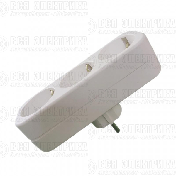 Разветвитель 3-м с заземл. 16А 250В IP20 полипропилен бел. TOKOV ELECTRIC TKL-S3Z-C01