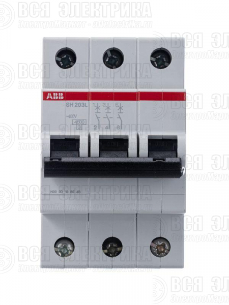 Выключатель автоматический модульный 3п C 6А 4.5кА SH203L C6 ABB 2CDS243001R0064