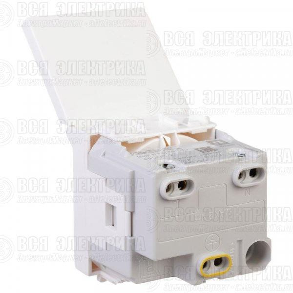 Розетка 1-м 2мод. Avanti "Белое облако" 16А IP41 2P+E защ. шторки с крышкой бел. DKC 4400012