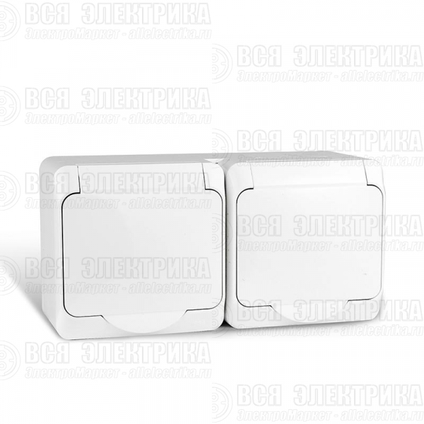 Розетка 2-м ОП Nix 16А IP54 250В с заземл. с крышкой бел. TOKOV ELECTRIC TKE-NX-R2Z-C01-IP54