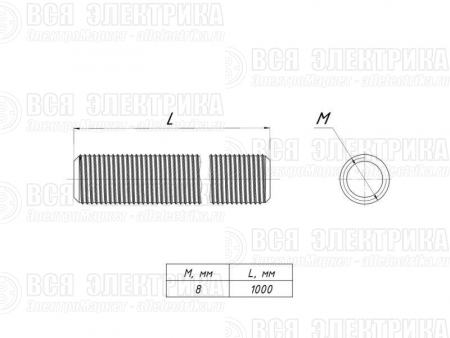 Шпилька М8x1000 EKF shpm8x1000