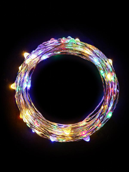 Гирлянда светодиодная "Разноцветные нити" 10м 100LED в виде капель 220В Космос KOCNL-EL150