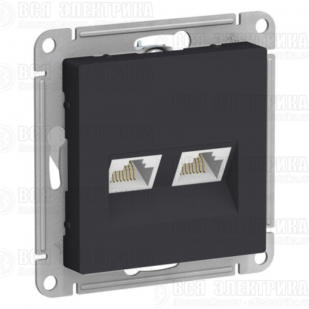 Розетка компьютерная 2-м AtlasDesign RJ45 кат.5E механизм карбон SE ATN001085