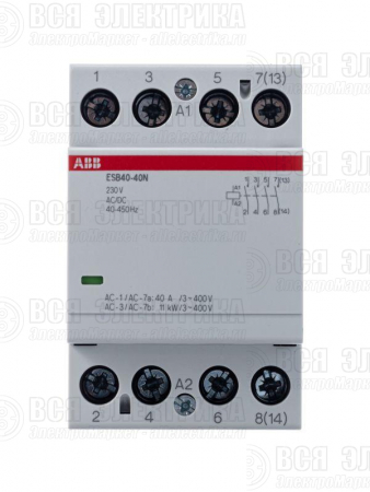 Контактор ESB40-40N-06 модульный (40А АС-1 4НО) катушка 230В AC/DC ABB 1SAE341111R0640