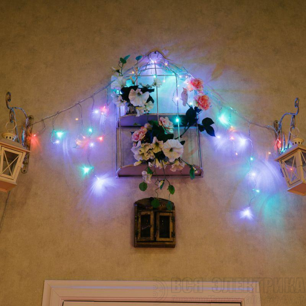 Гирлянда "Айсикл" (бахрома) 1.8х0.5м LED RGB 230В провод прозр. Neon-Night 255-009