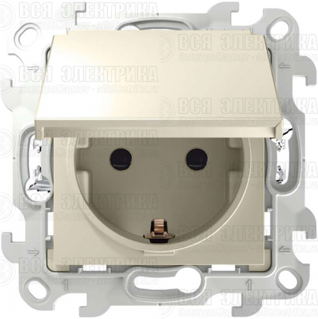 Розетка 1-м СП Simon 24 16А IP44 2P+E Push&Go механизм сл. кость Simon 2420448-031