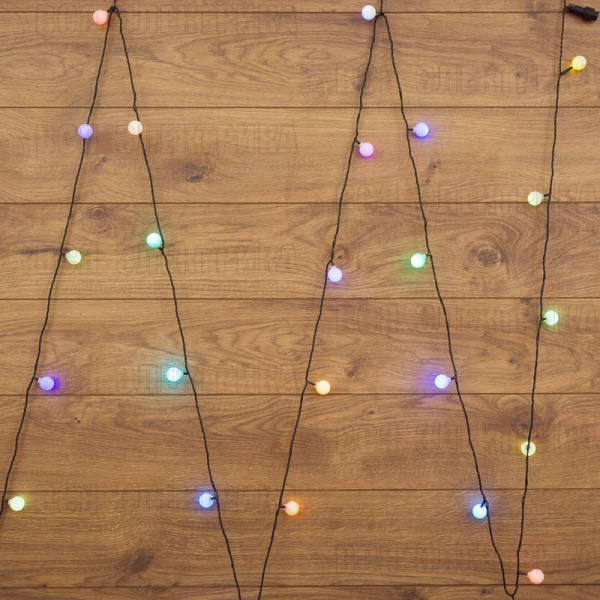 Гирлянда светодиодная "Шарики" 5м d25мм 25LED RGB 6Вт 220-240В IP20 провод ПВХ темн. зел. Neon-Night 303-559
