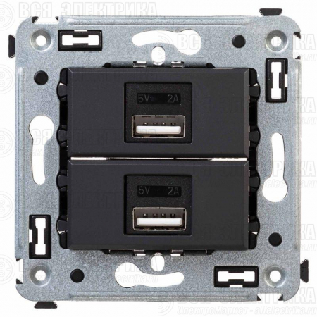 Устройство зарядное USB СП Avanti "Черный матовый" DKC 4412543