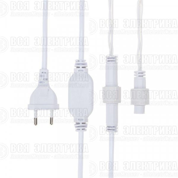 Гирлянда светодиодная "Айсикл" (бахрома) 1.8х0.5м 48LED бел. 3Вт 230В IP65 провод бел. Neon-Night 255-025