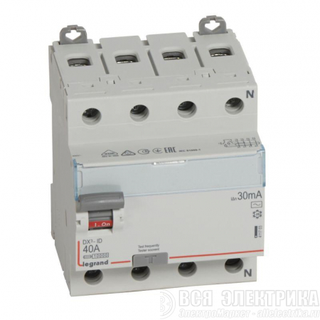 Выключатель диф. тока 4п 40А 30мА тип AC DX3 Leg 411703