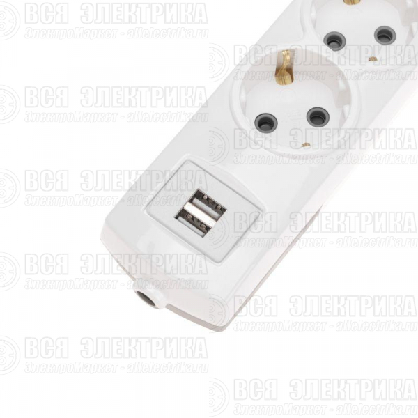 Колодка 3-м с заземл. PREMIUM 2 USB бел. Rexant 13-4402