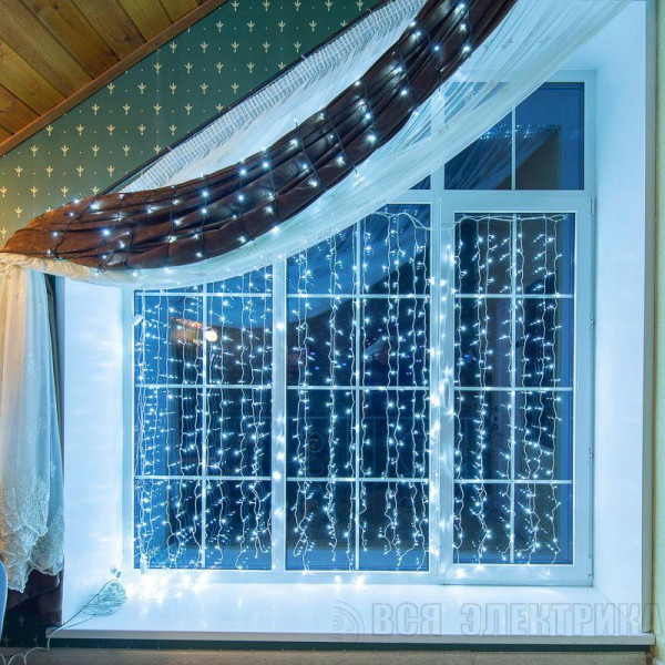 Гирлянда "Твинкл-Лайт" (с контроллером 8 режимов) 20м 160LED 10Вт 230В IP20 бел. провод темн.-зел. ПВХ NEON-NIGHT 303-115