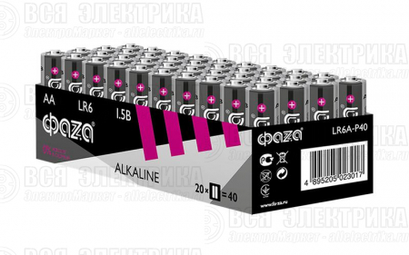 Элемент питания алкалиновый AA/LR6 1.5В Alkaline Pack-40 (уп.40шт) ФАZА 5023017