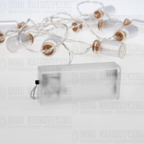 Гирлянда светодиодная "Баночки" 1.5м 10LED тепл. бел. 0.1Вт IP20 провод ПВХ прозр. элементы питания 2хAA (не в компл.) Neon-Night 303-096