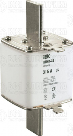 Вставка плавкая ППНИ-39 315А габарит 3 IEK DPP50-315