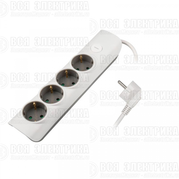 Удлинитель 4х1.4м с заземл. с выкл. бел. ET-04-140W JAZZway 5051799