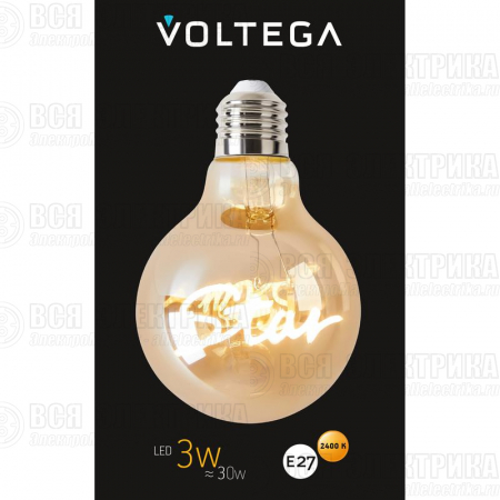 Лампа светодиодная филаментная Loft 271 G80 3Вт 2400К E27 Voltega 8583
