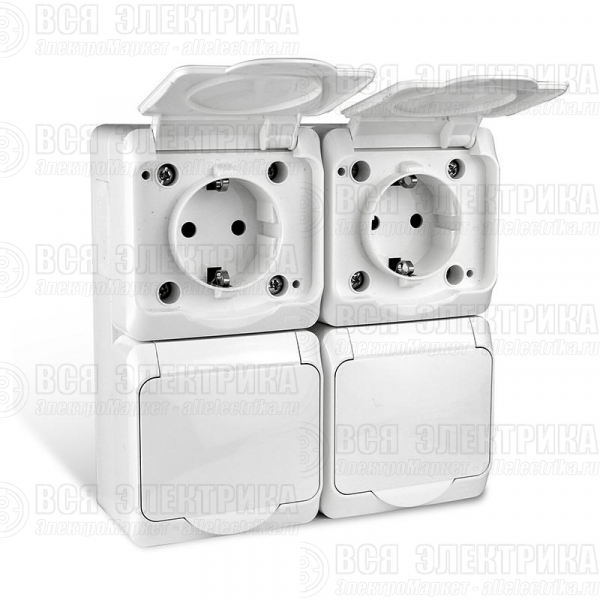 Розетка 4-м ОП Nix 16А IP54 250В с заземл. с крышкой бел. TOKOV ELECTRIC TKE-NX-R4Z-C01-IP54