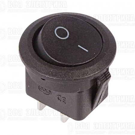 Выключатель клавишный 250В 6А (2с) ON-OFF круглый черн. (RWB-212; SC-214; MRS-102-8) Rexant 36-2550