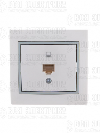 Розетка компьютерная 1-м СП Mira RJ45 бел./сер. LEZARD 701-0215-139